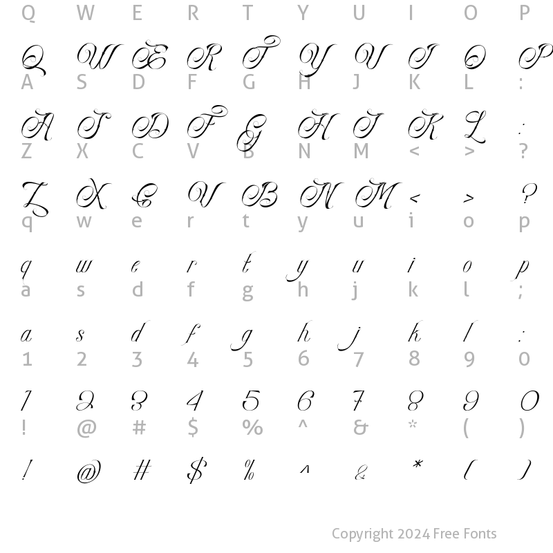 Character Map of The Masquito Regular