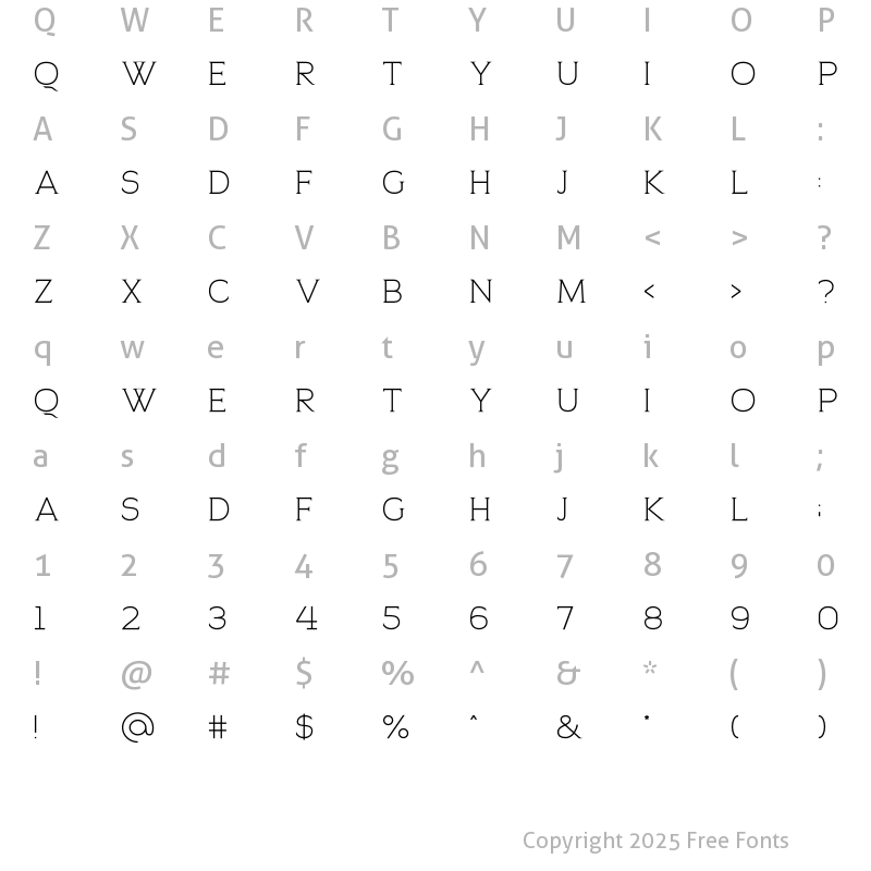 Character Map of The Melsa Regular