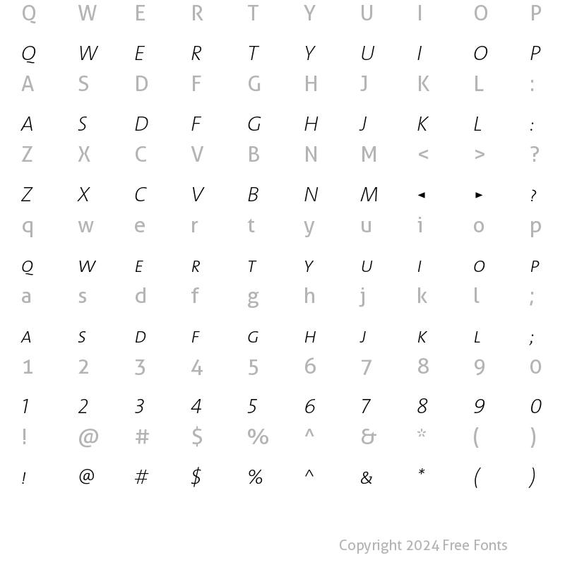 Character Map of The Mix Extra Light- Regular