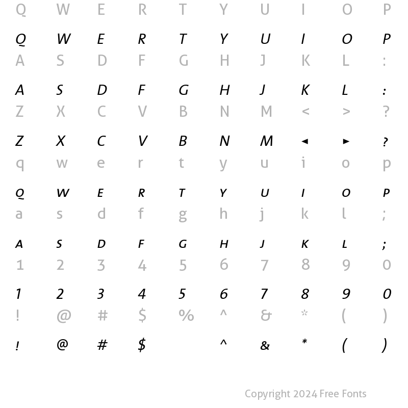 Character Map of The Mix- ItalicBold