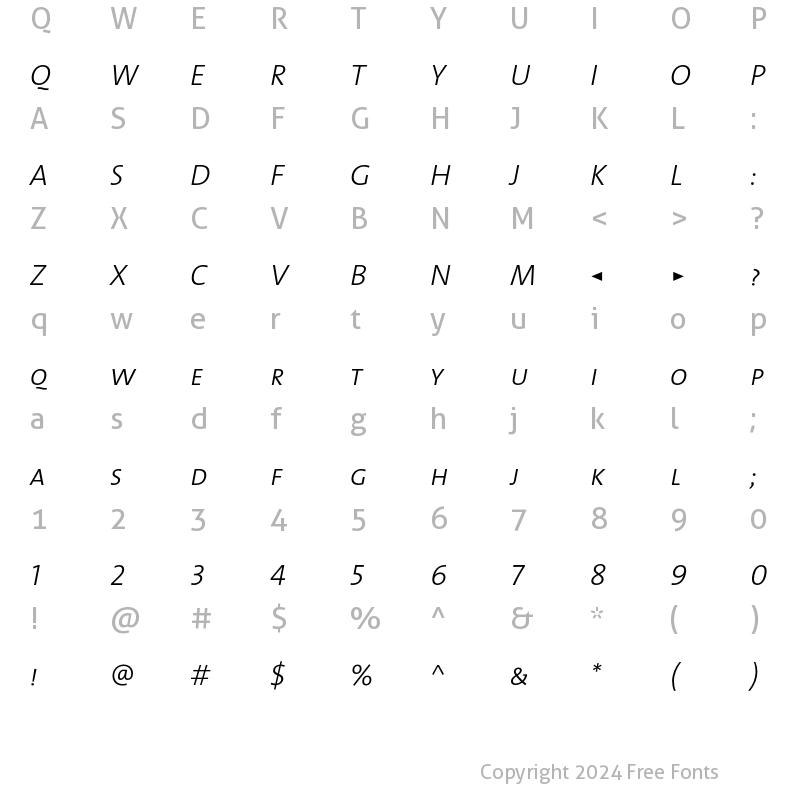 Character Map of The Mix Light- Regular