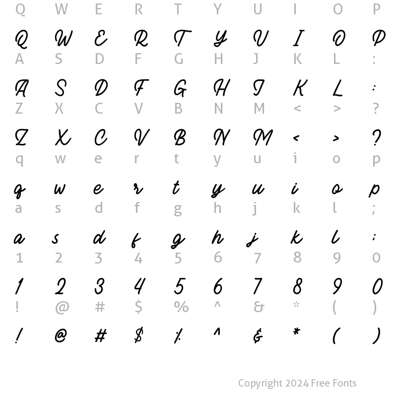 Character Map of The Moniktun Regular