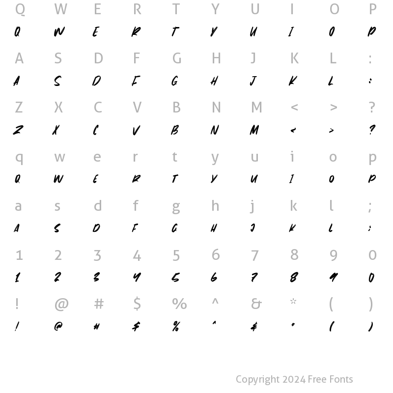 Character Map of The Monster Regular