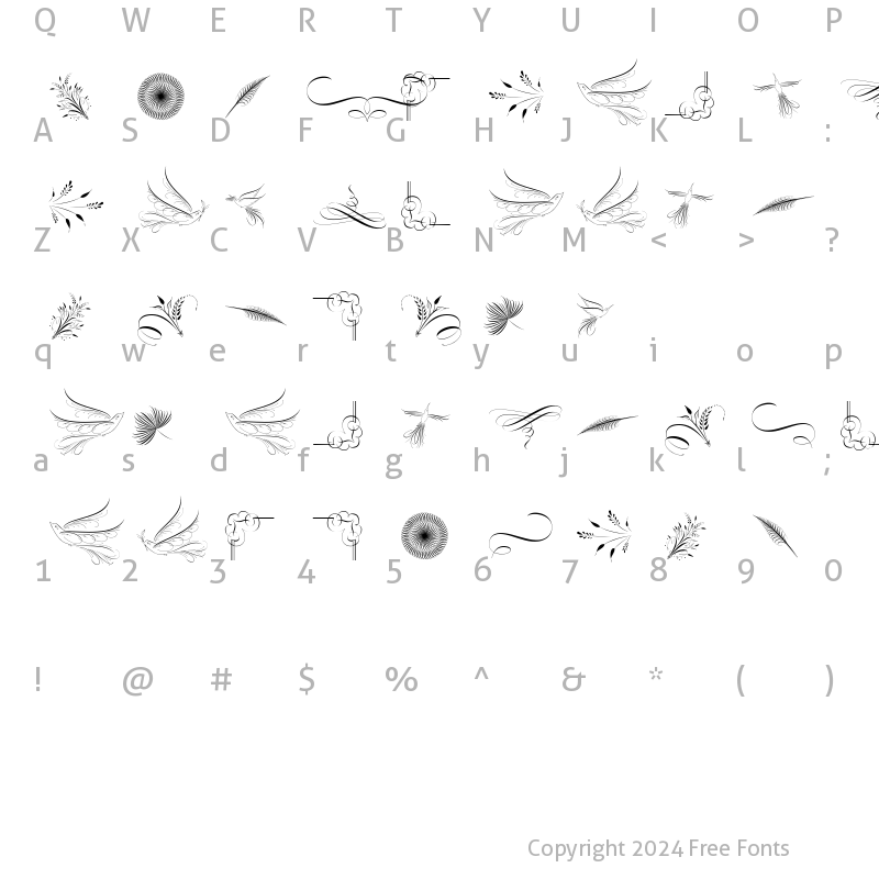 Character Map of The Moritza Script Ornament Regular