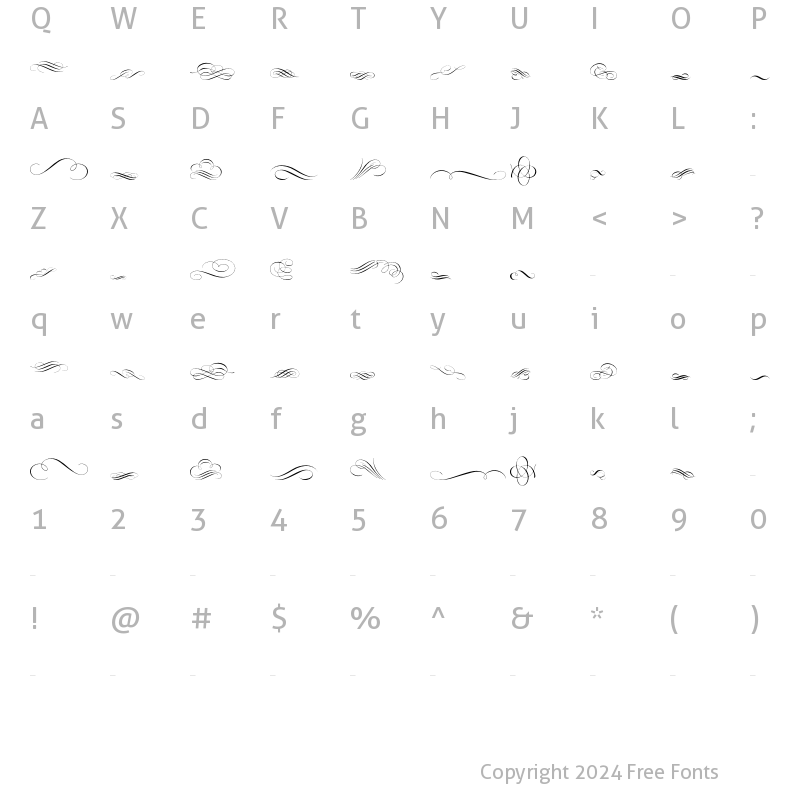 Character Map of The New America Flourishes