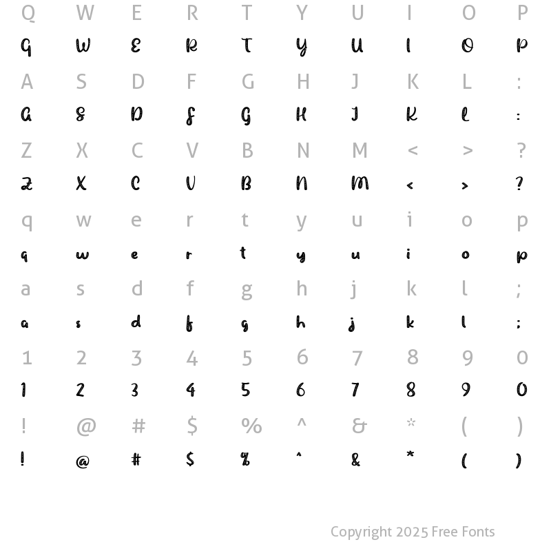 Character Map of The Niguella Regular