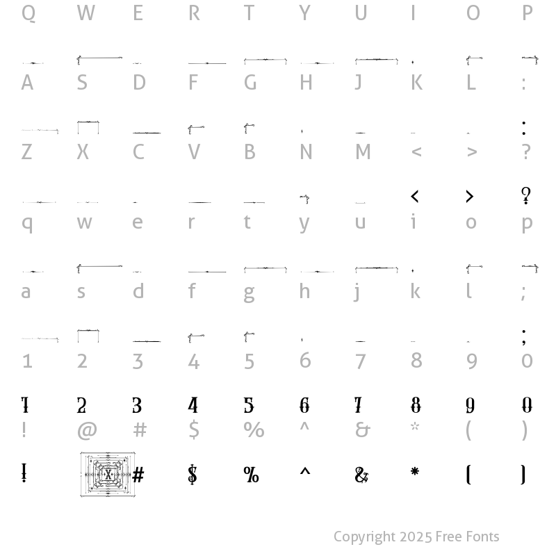 Character Map of THE PARTHENON FRAMES Regular