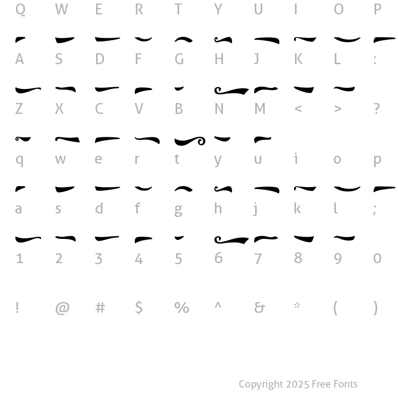 Character Map of The Phamelo Swash
