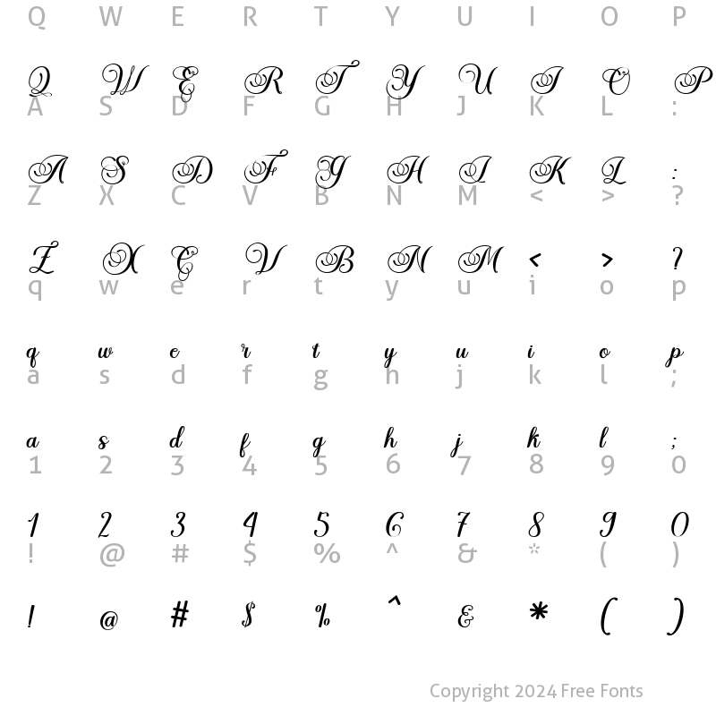 Character Map of The Piraglen Bold Italic