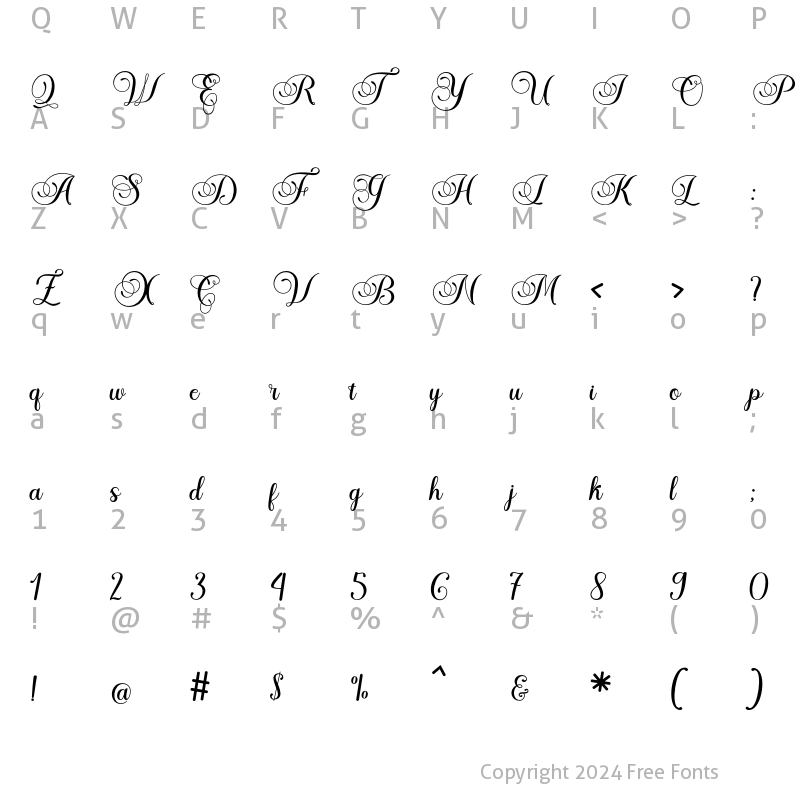 Character Map of The Piraglen Regular