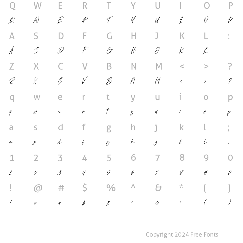 Character Map of The Planeta Italic