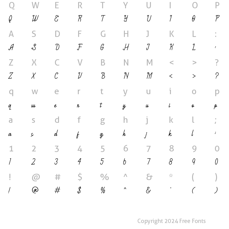 Character Map of The Pointtype Regular