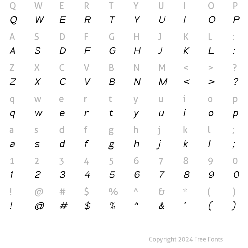 Character Map of The Qlickers Italic