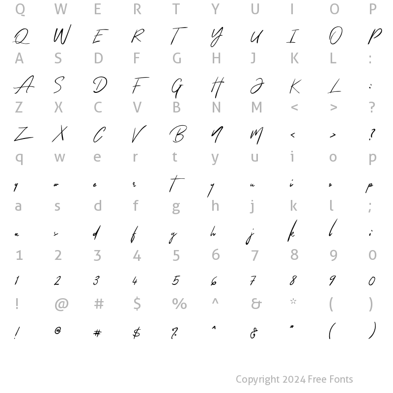 Character Map of The Queenthine Regular