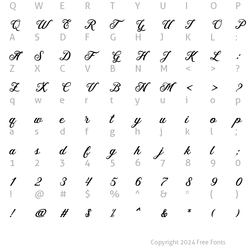 Character Map of The Red Devil Script Regular