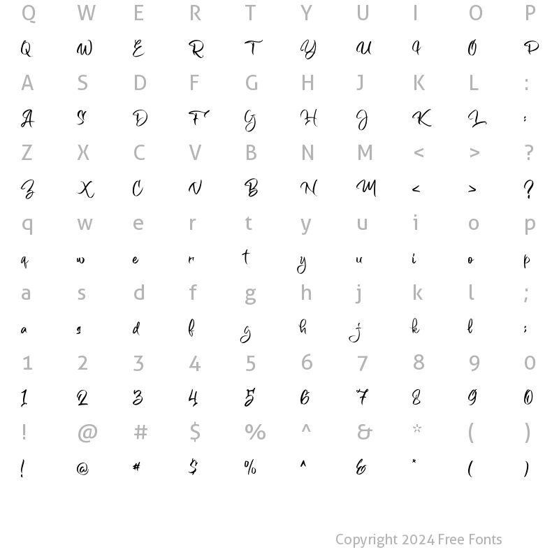 Character Map of The Restight Script Regular