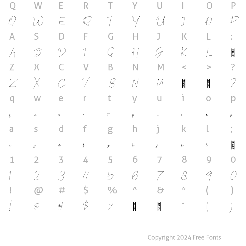 Character Map of The Rosmarie Signature Regular