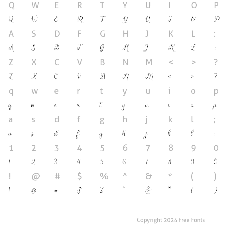 Character Map of The Rustic Script Regular