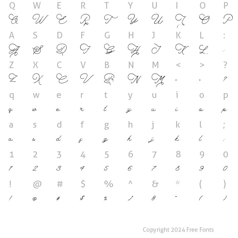 Character Map of The Saily Regular