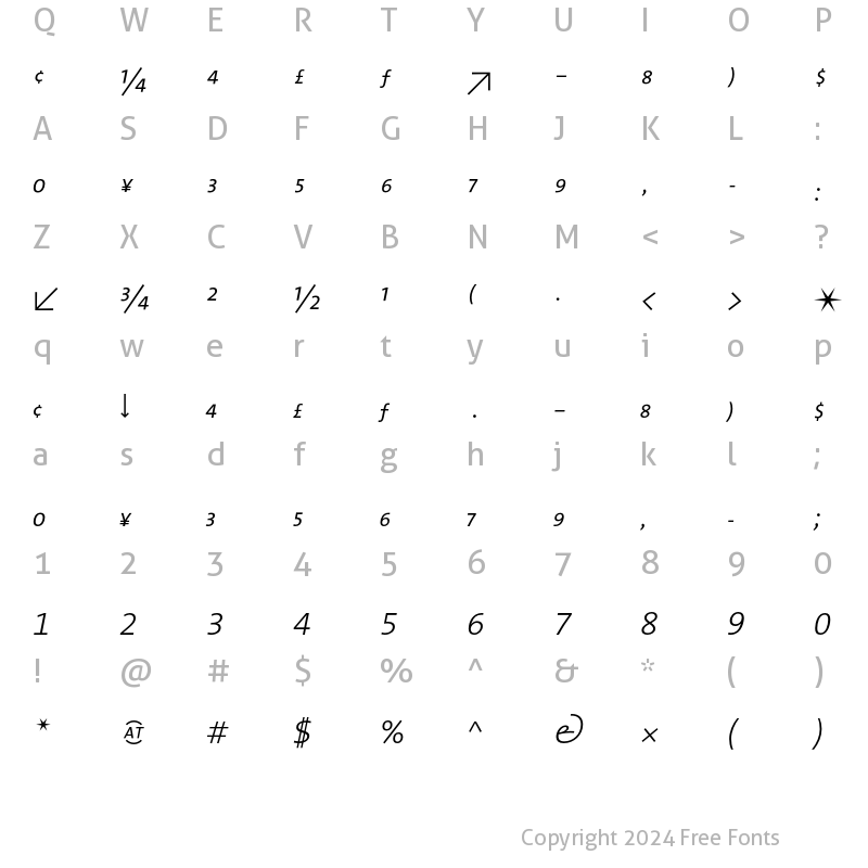 Character Map of The Sans Light- Regular