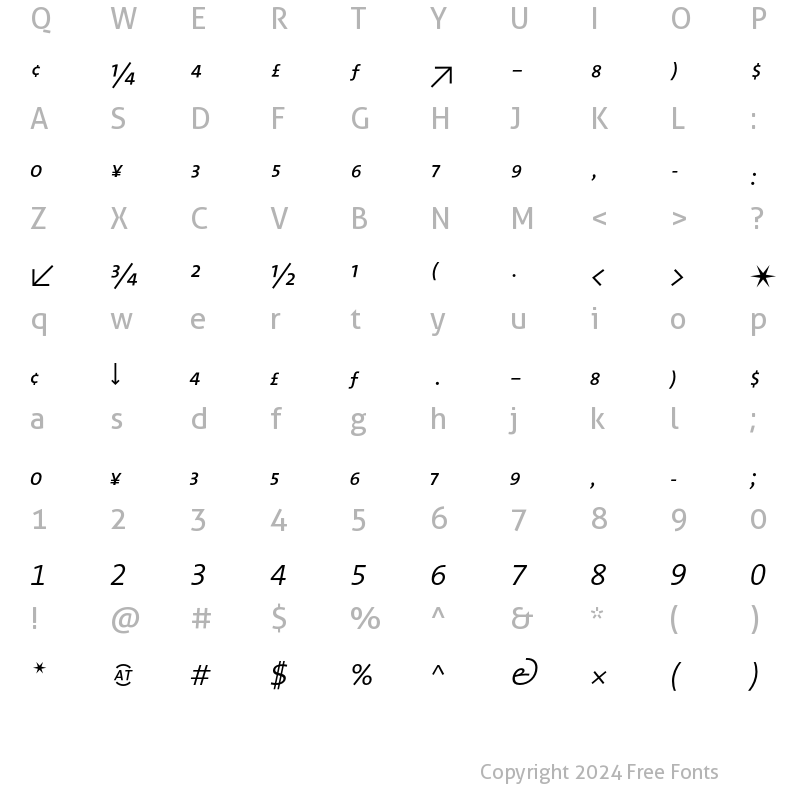 Character Map of The Sans Semi Light- Regular