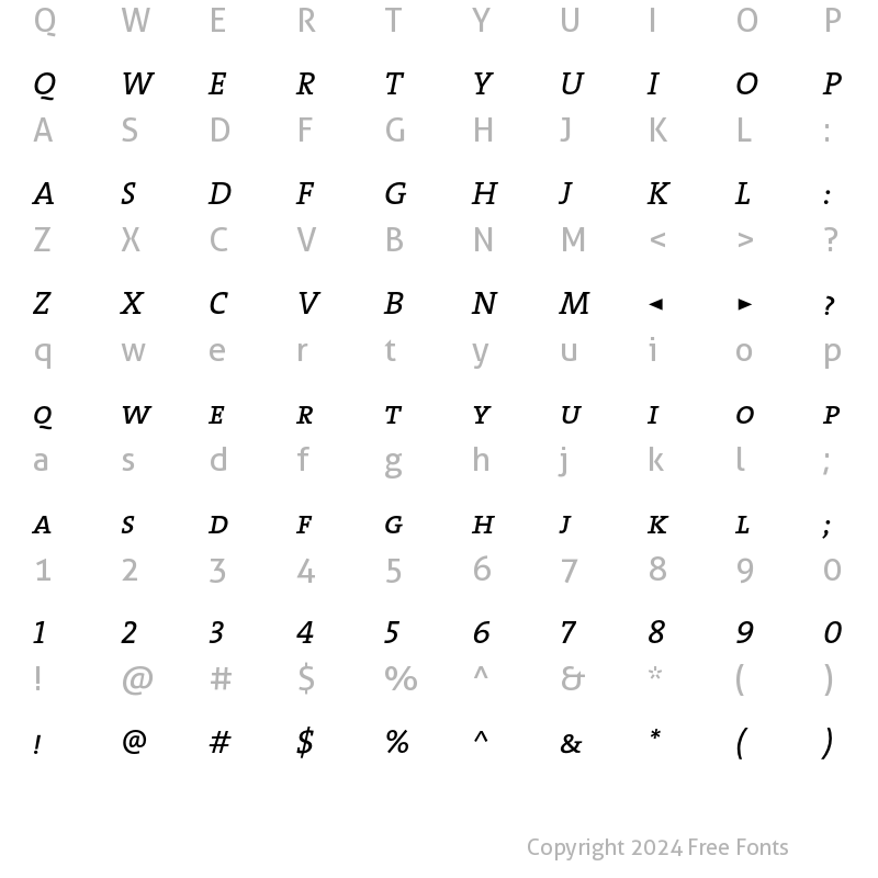 Character Map of The Serif- Regular