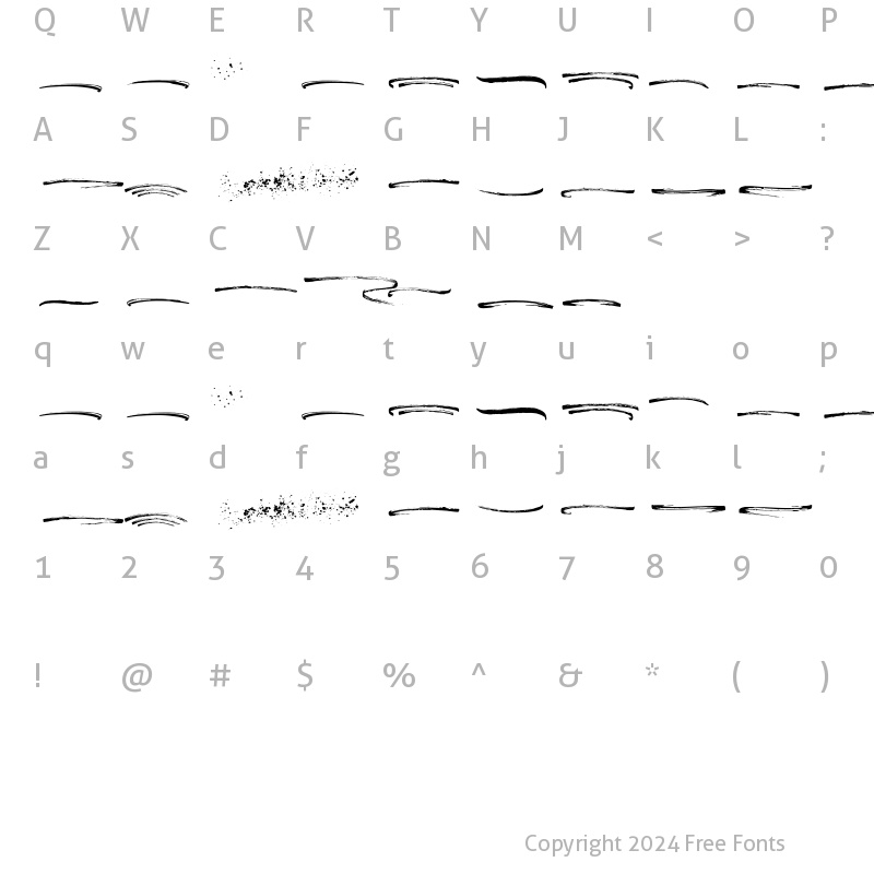 Character Map of the Shootre Swash Regular