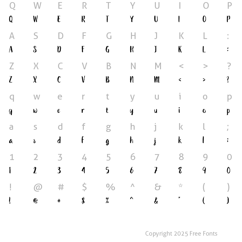 Character Map of The Shutterain Regular