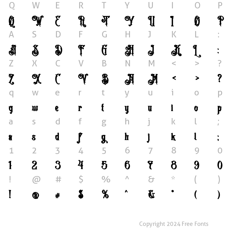 Character Map of The Sign Shop Shadows