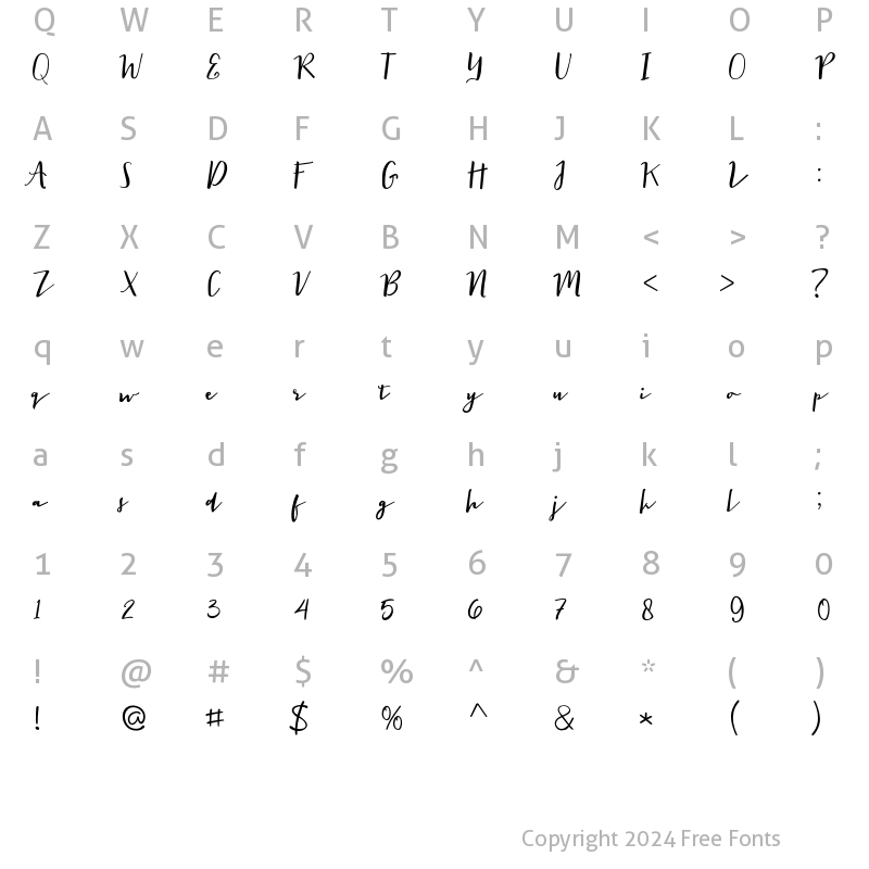 Character Map of The Signer Regular