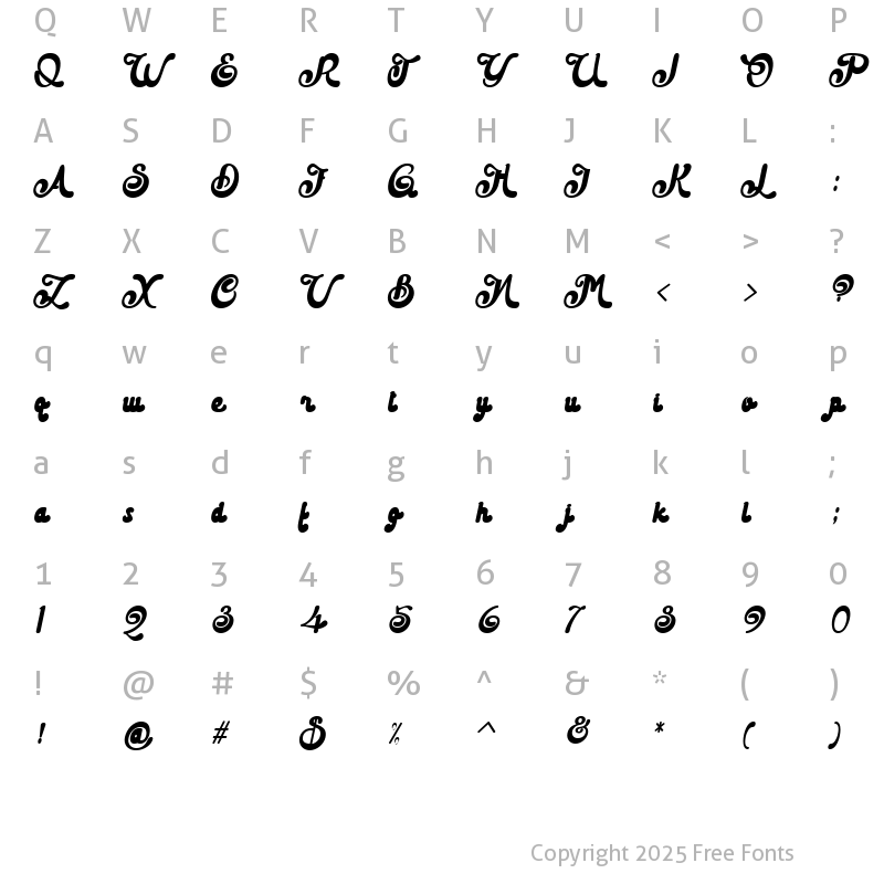 Character Map of The Stacy Italic