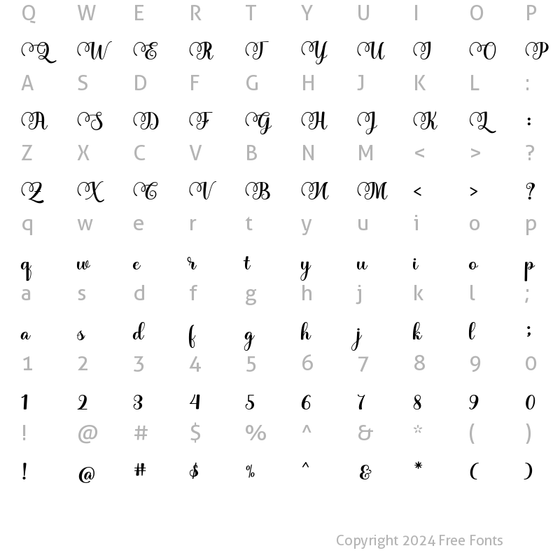 Character Map of the Sunshine Regular