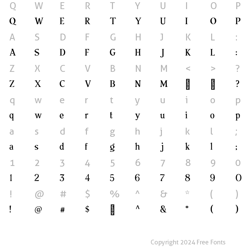 Character Map of The Telegraph Light