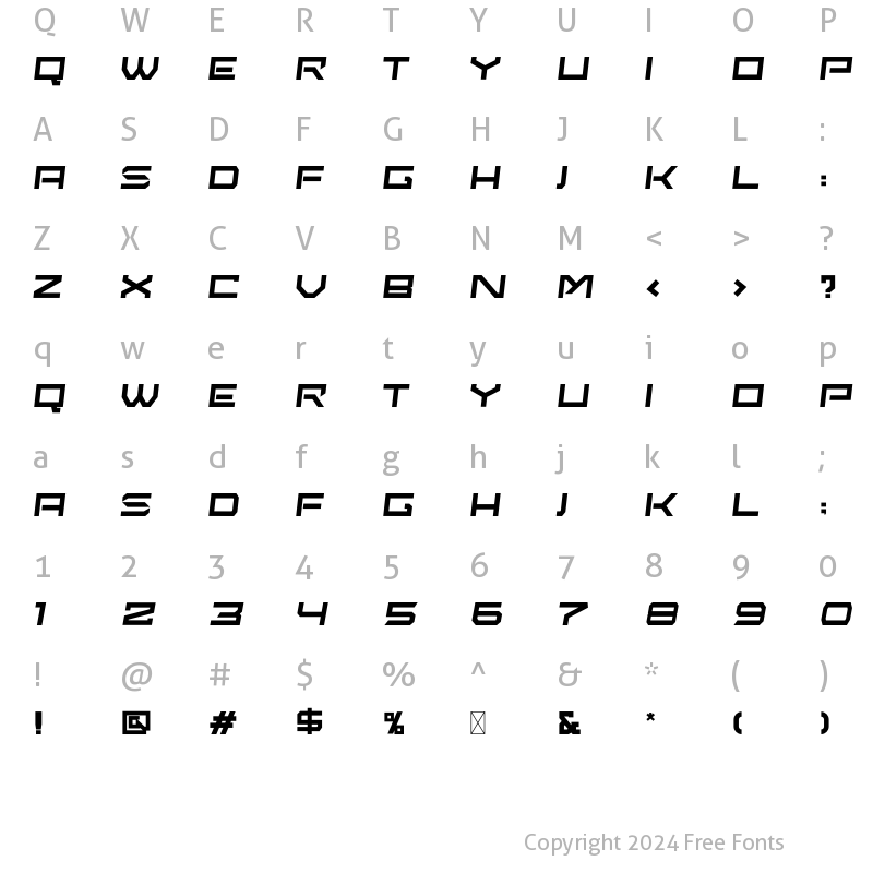 Character Map of The Time Machine Italic