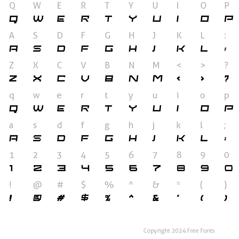 Character Map of The Time Machine Italic Text