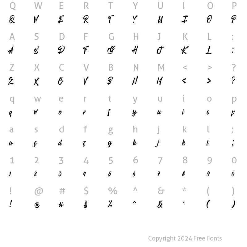 Character Map of The Vintera Regular