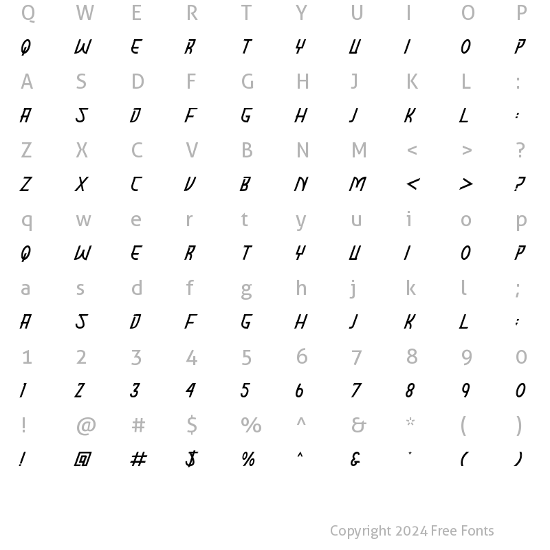 Character Map of The Wollqin Regular