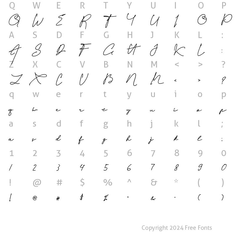 Character Map of TheBrightRoad Regular