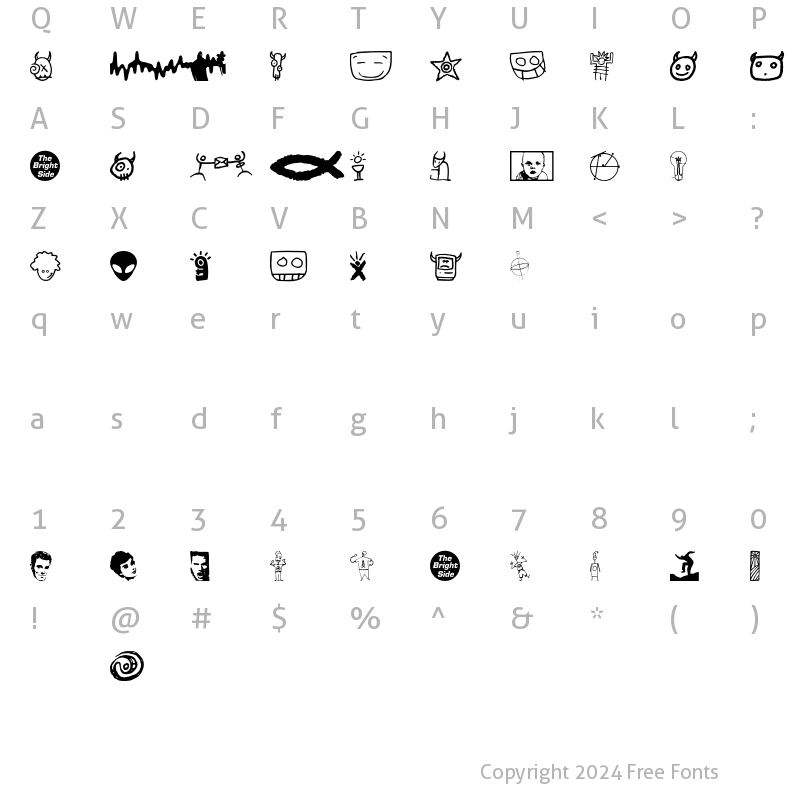 Character Map of TheBrightSide Regular