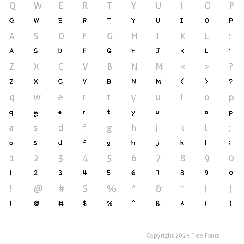 Character Map of THEChyaochyureu Regular