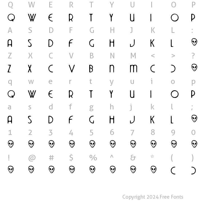 Character Map of TheDekoSide Regular