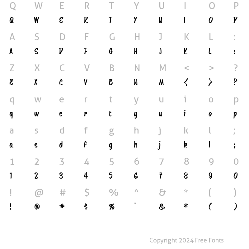 Character Map of TheEnd BB Regular