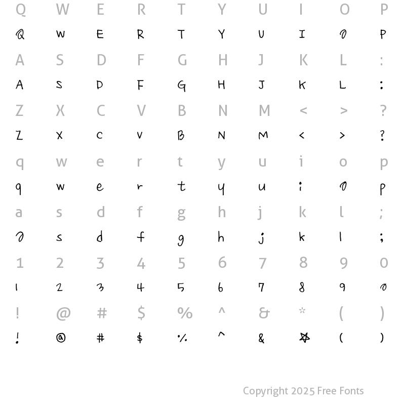 Character Map of THEHongcha Kongnamul Regular