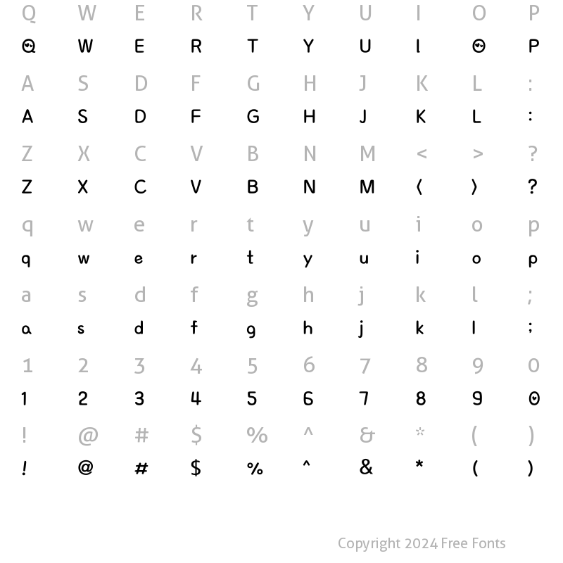 Character Map of THEKwang Regular