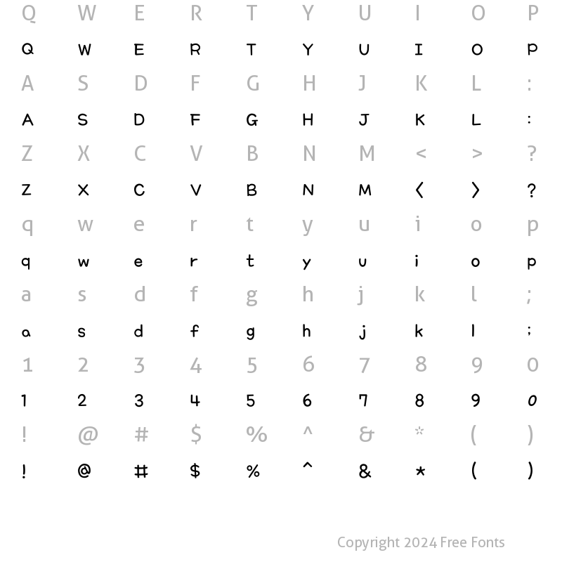 Character Map of THEMinibeancafe Regular