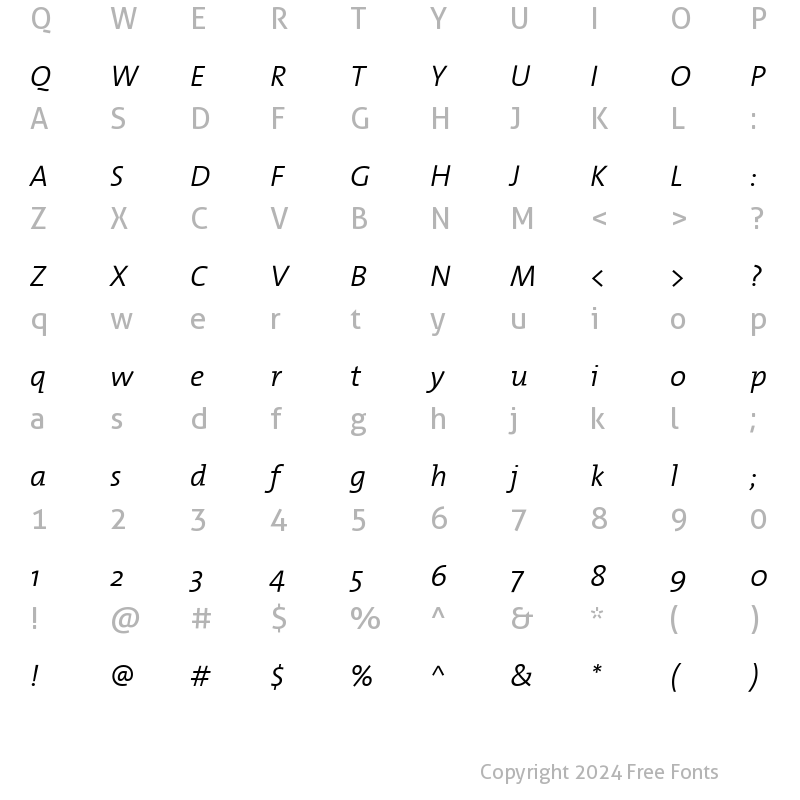 Character Map of TheMix Italic