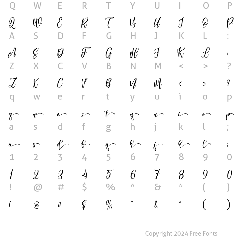 Character Map of themoon font Regular