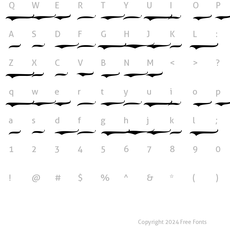 Character Map of Theodore Bagwell Swash Regular