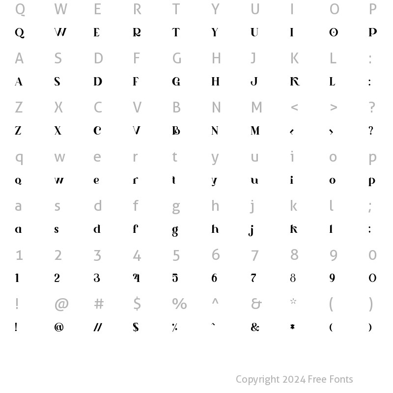 Character Map of Theodore Serif Font Regular