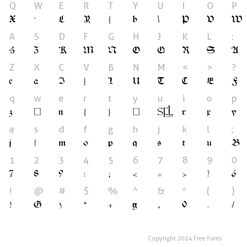 Character Map of Theodoric Regular